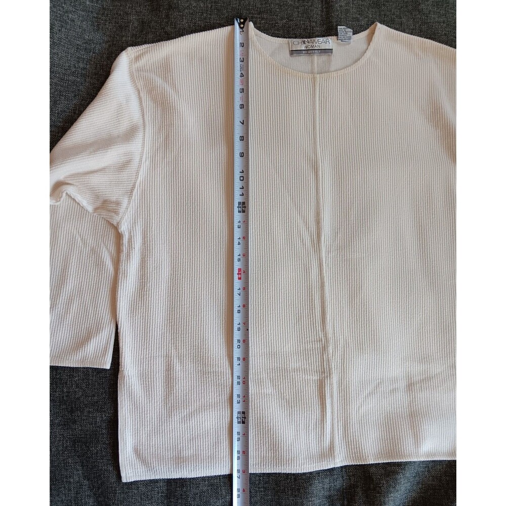 shirt 2XL Women Chinawear Casual Ivory Long Sleeve Thermal Style - Picture 6 of 10